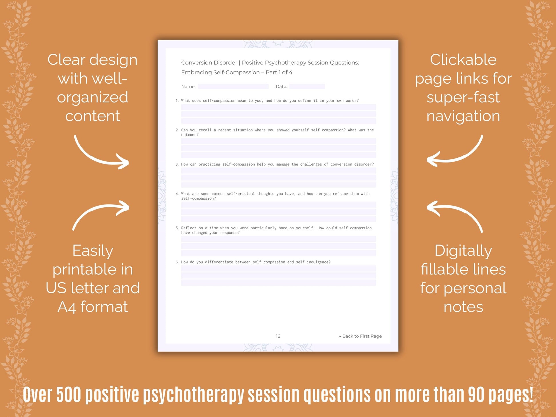 Conversion Disorder Positive Psychotherapy Counseling Templates