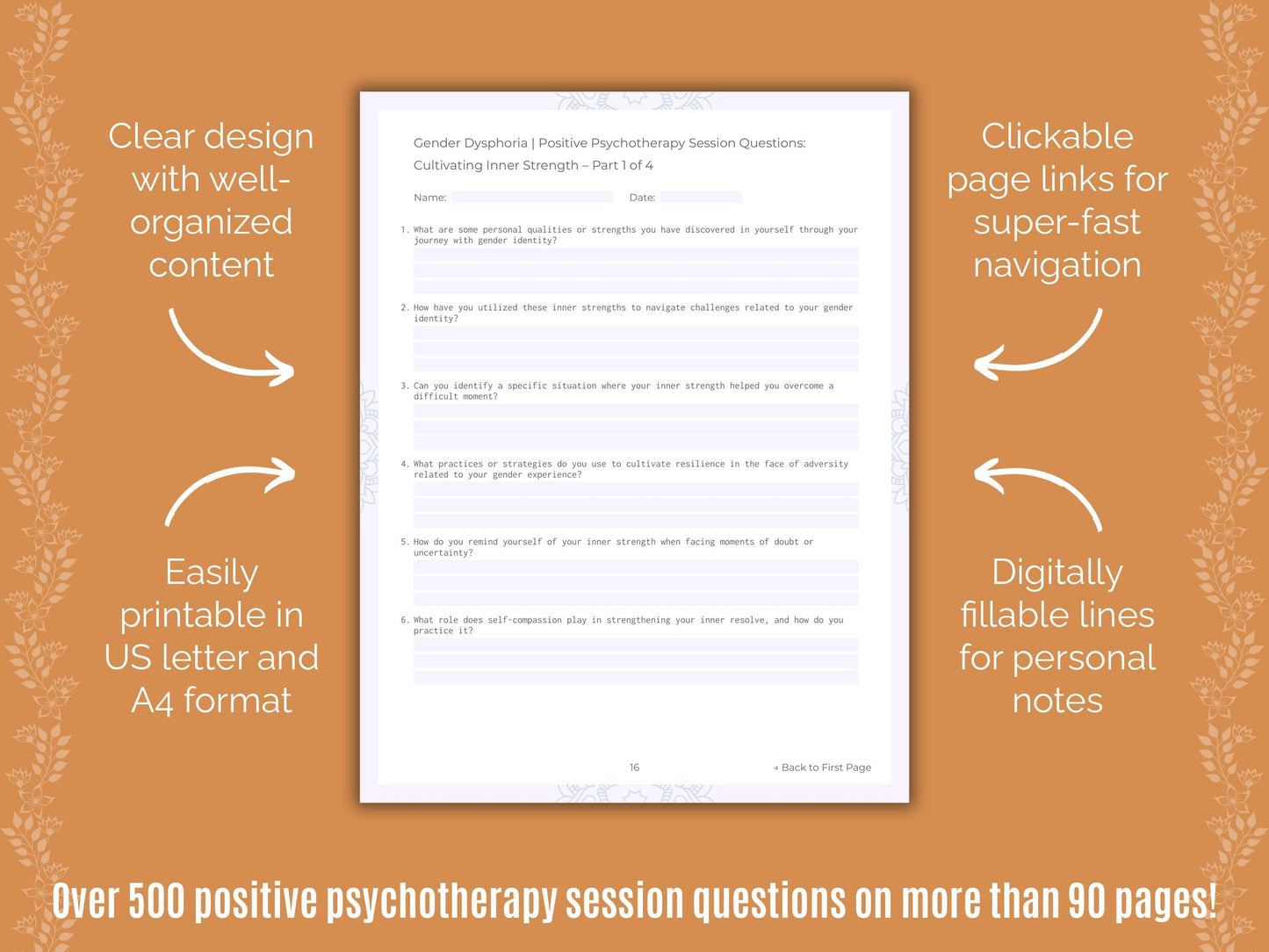 Gender Dysphoria Positive Psychotherapy Counseling Templates