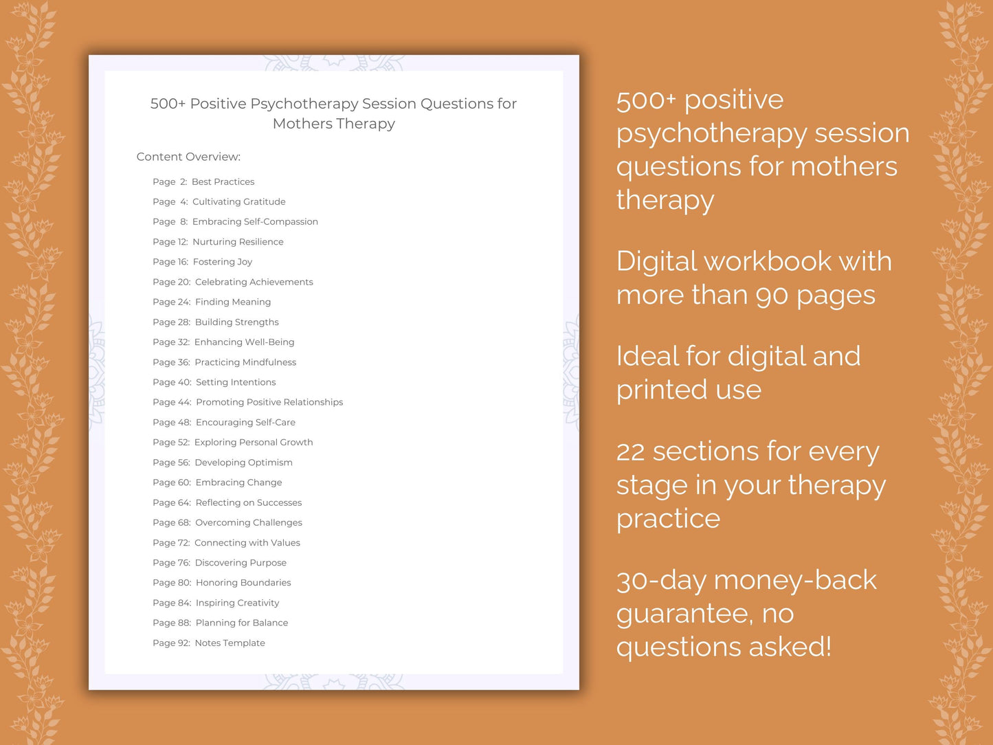 Mothers Positive Psychotherapy Therapist Worksheets