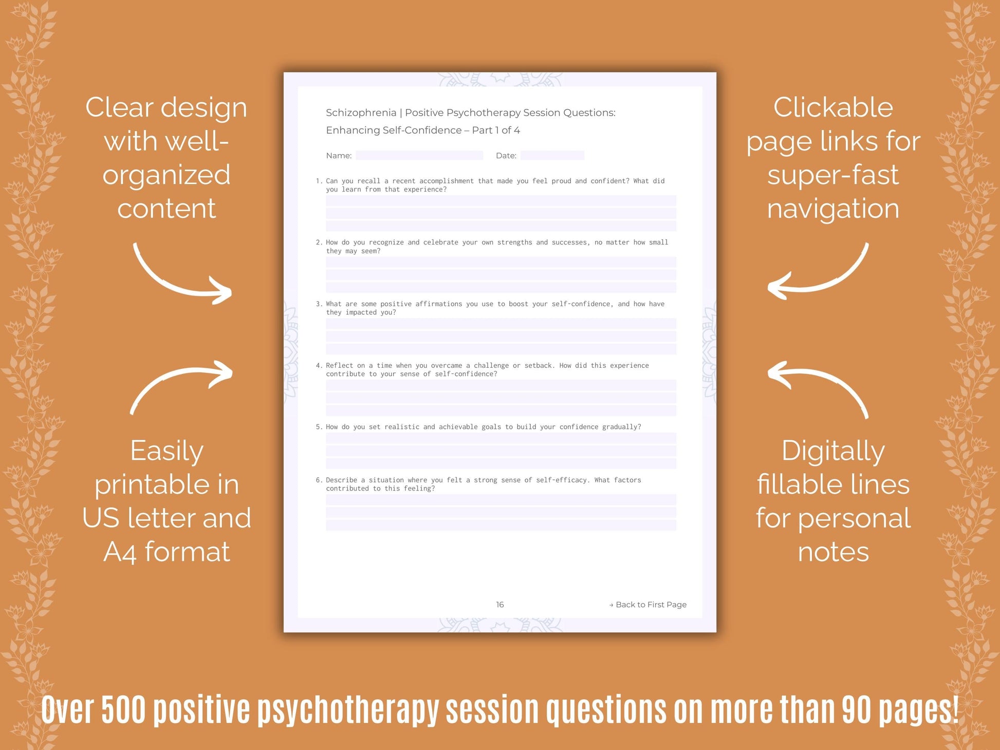 Schizophrenia Positive Psychotherapy Counseling Templates