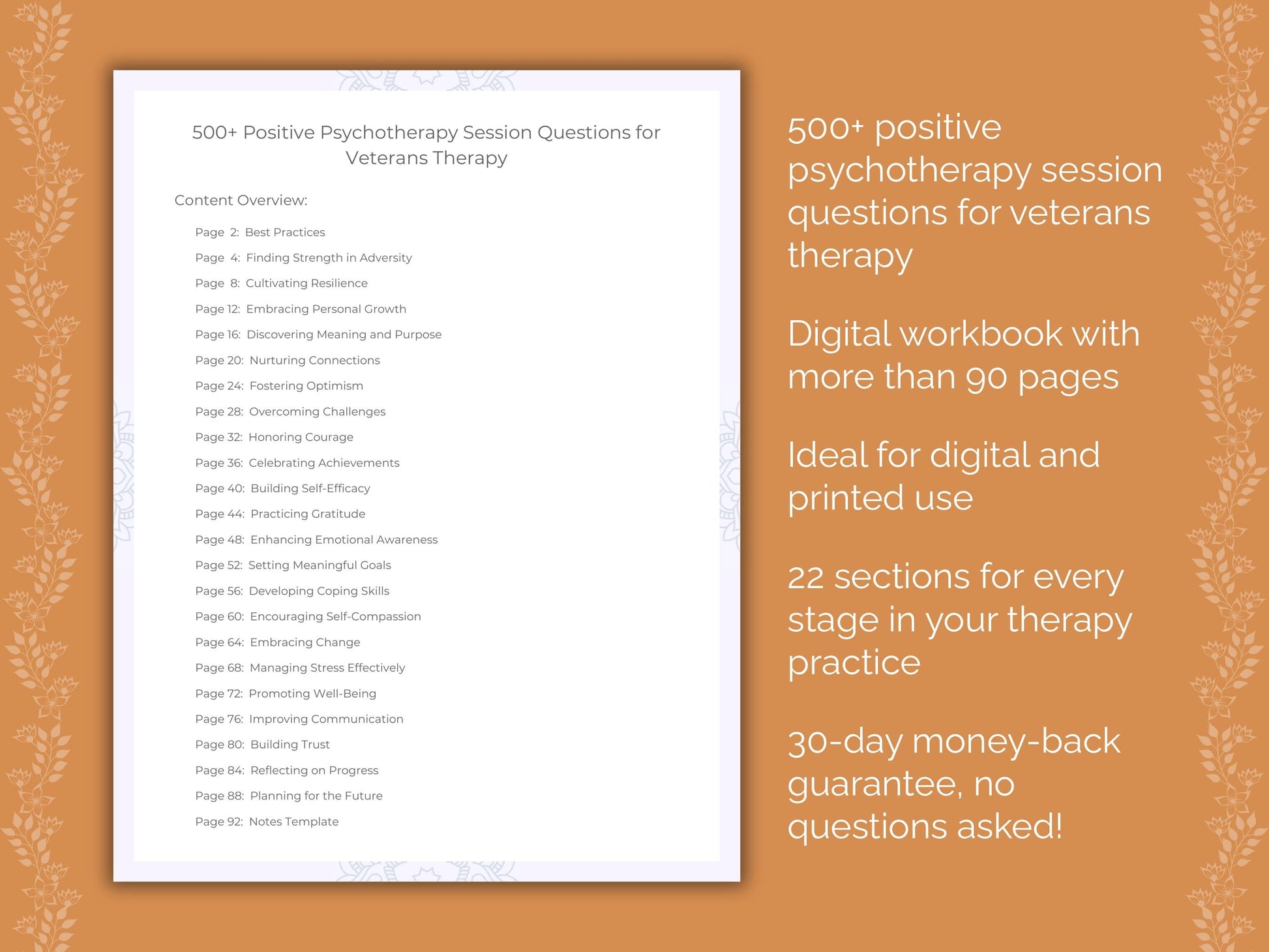 Veterans Positive Psychotherapy Therapist Worksheets