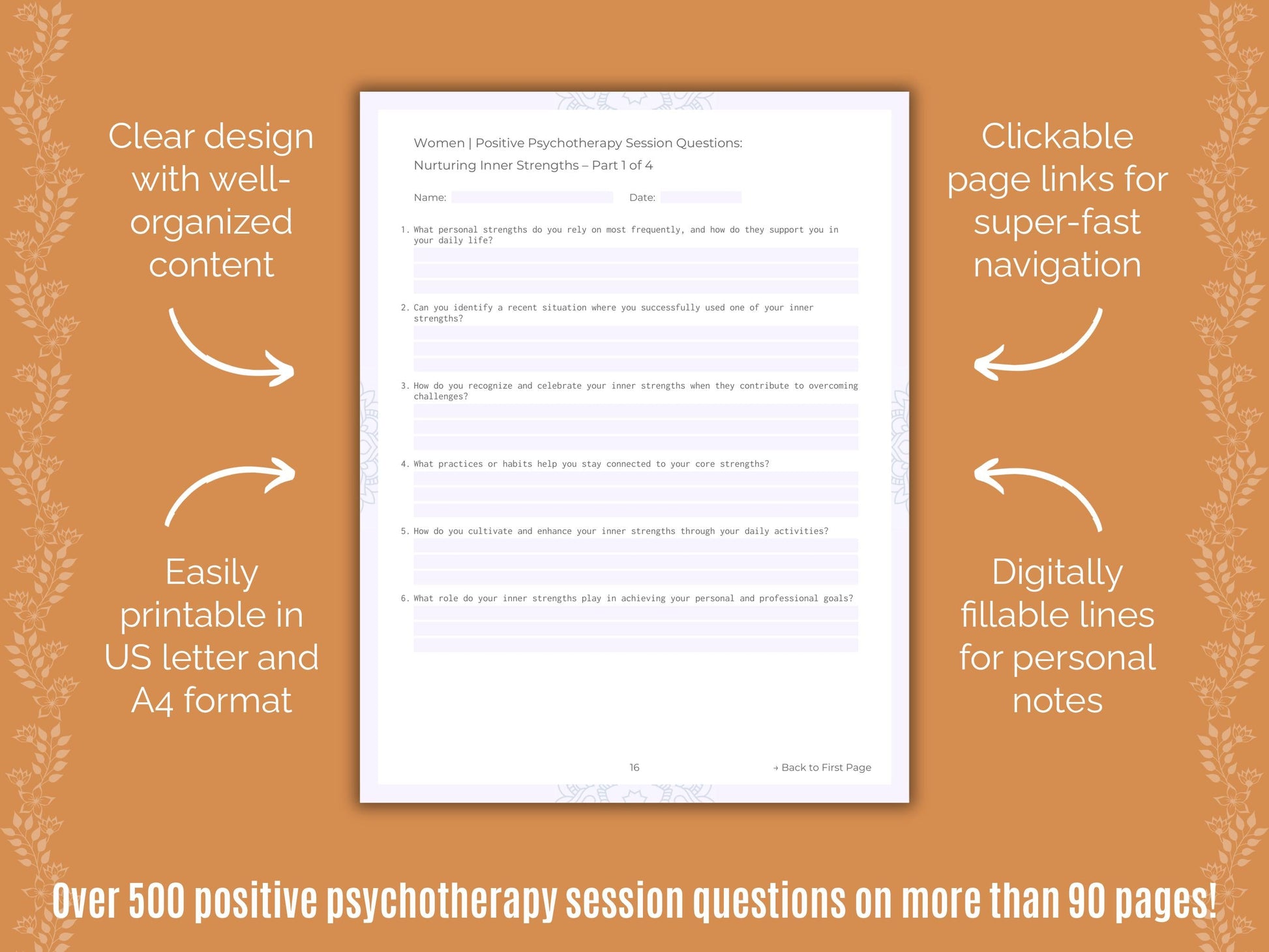 Women Positive Psychotherapy Counseling Templates