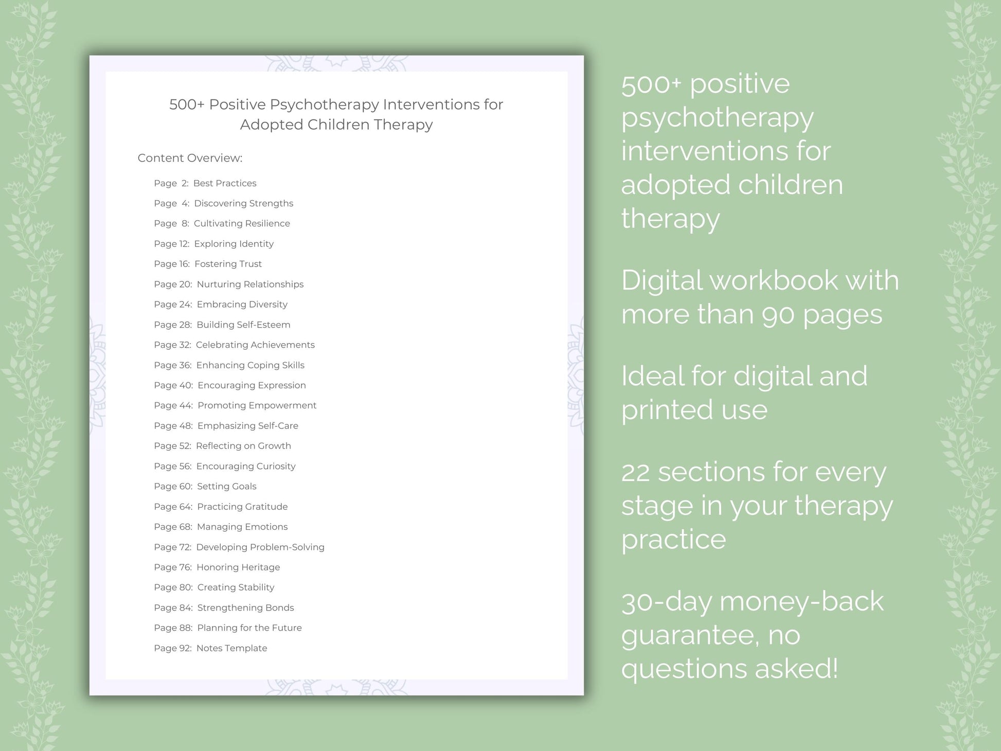 Adopted Children Positive Psychotherapy Therapist Worksheets