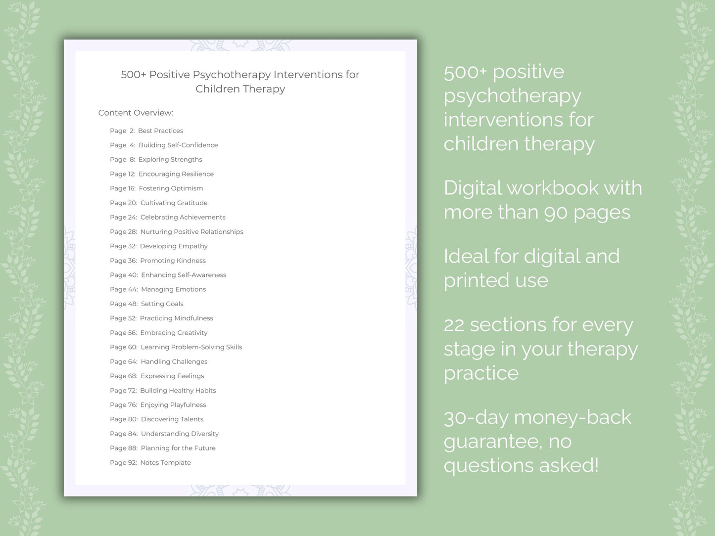 Children Positive Psychotherapy Therapist Worksheets