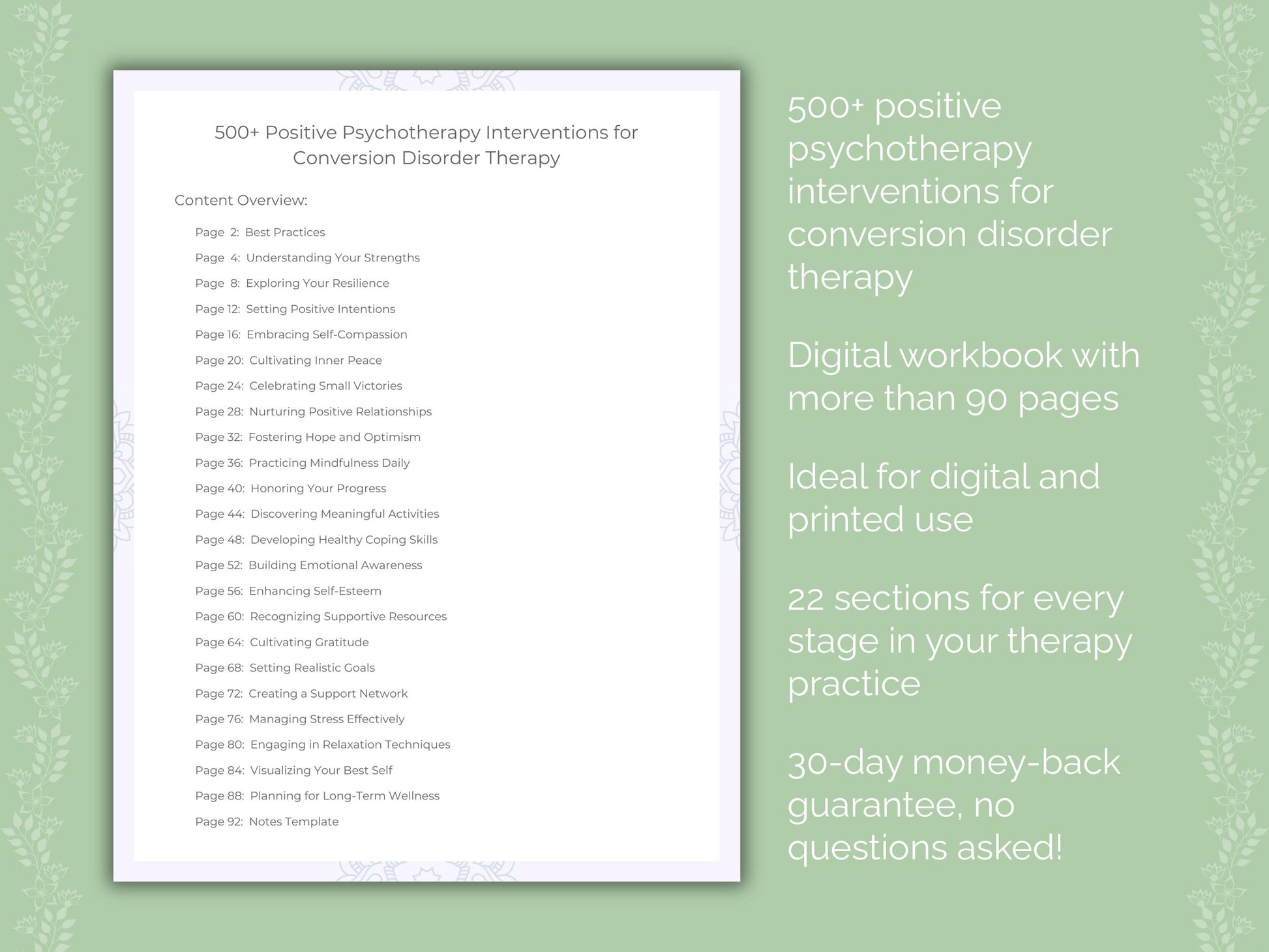 Conversion Disorder Positive Psychotherapy Therapist Worksheets