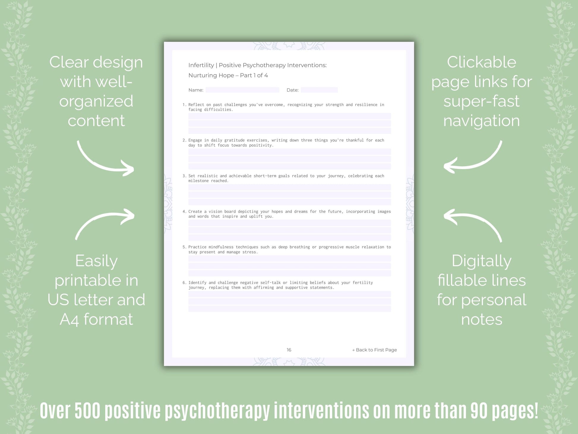 Infertility Positive Psychotherapy Counseling Templates