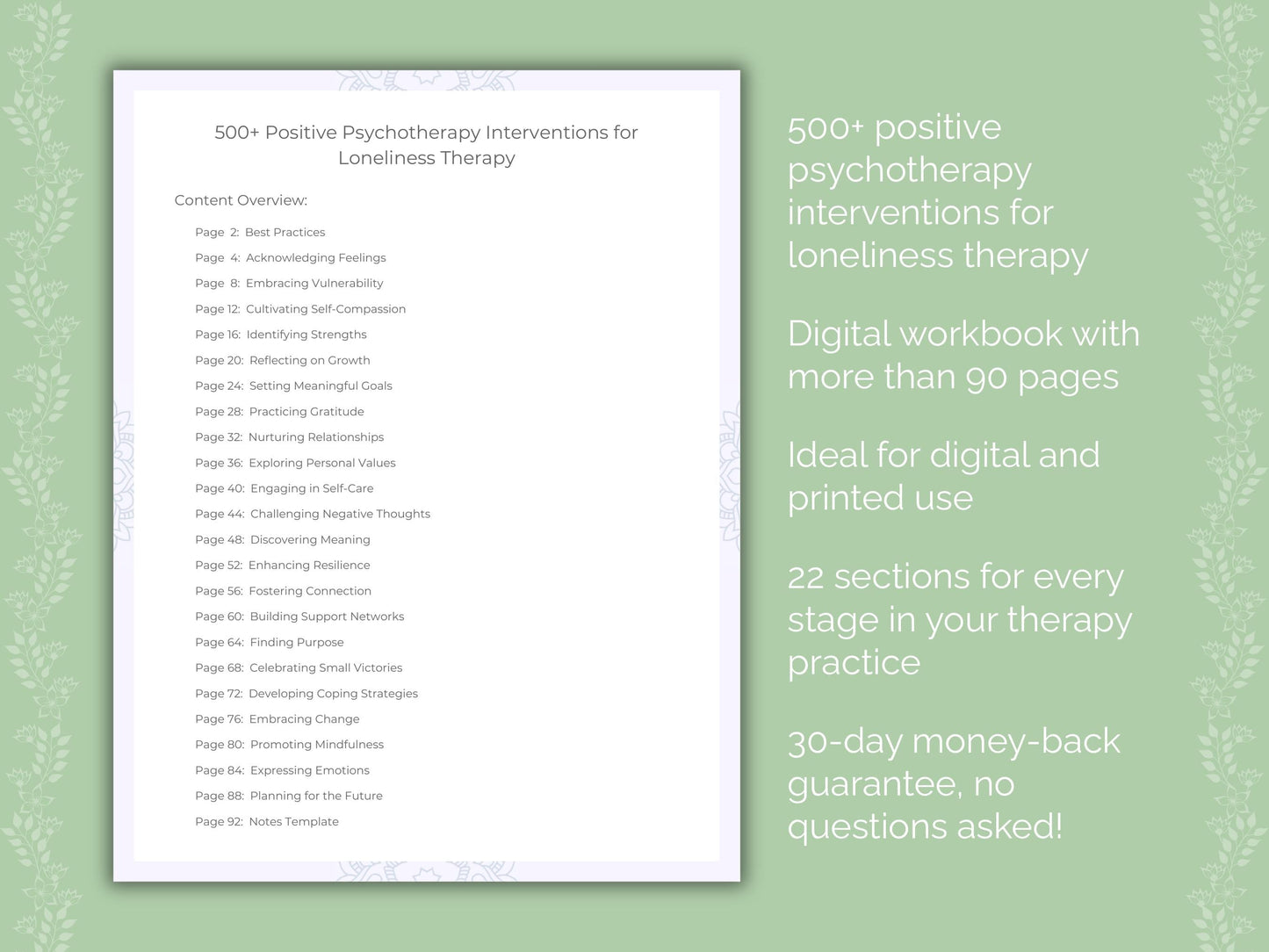 Loneliness Positive Psychotherapy Therapist Worksheets