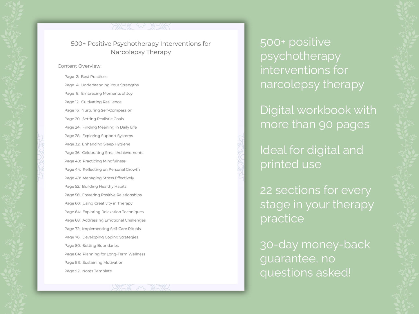 Narcolepsy Positive Psychotherapy Therapist Worksheets