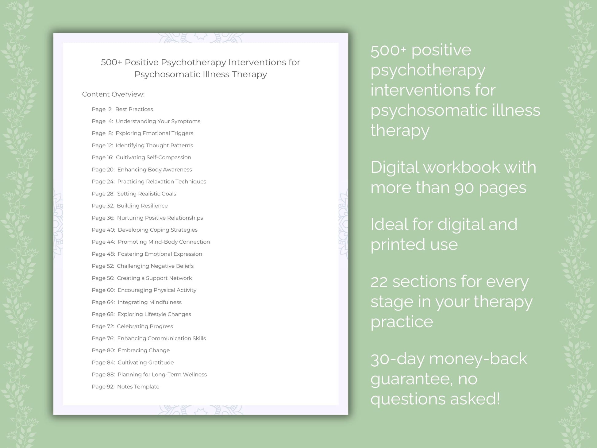 Psychosomatic Illness Positive Psychotherapy Therapist Worksheets