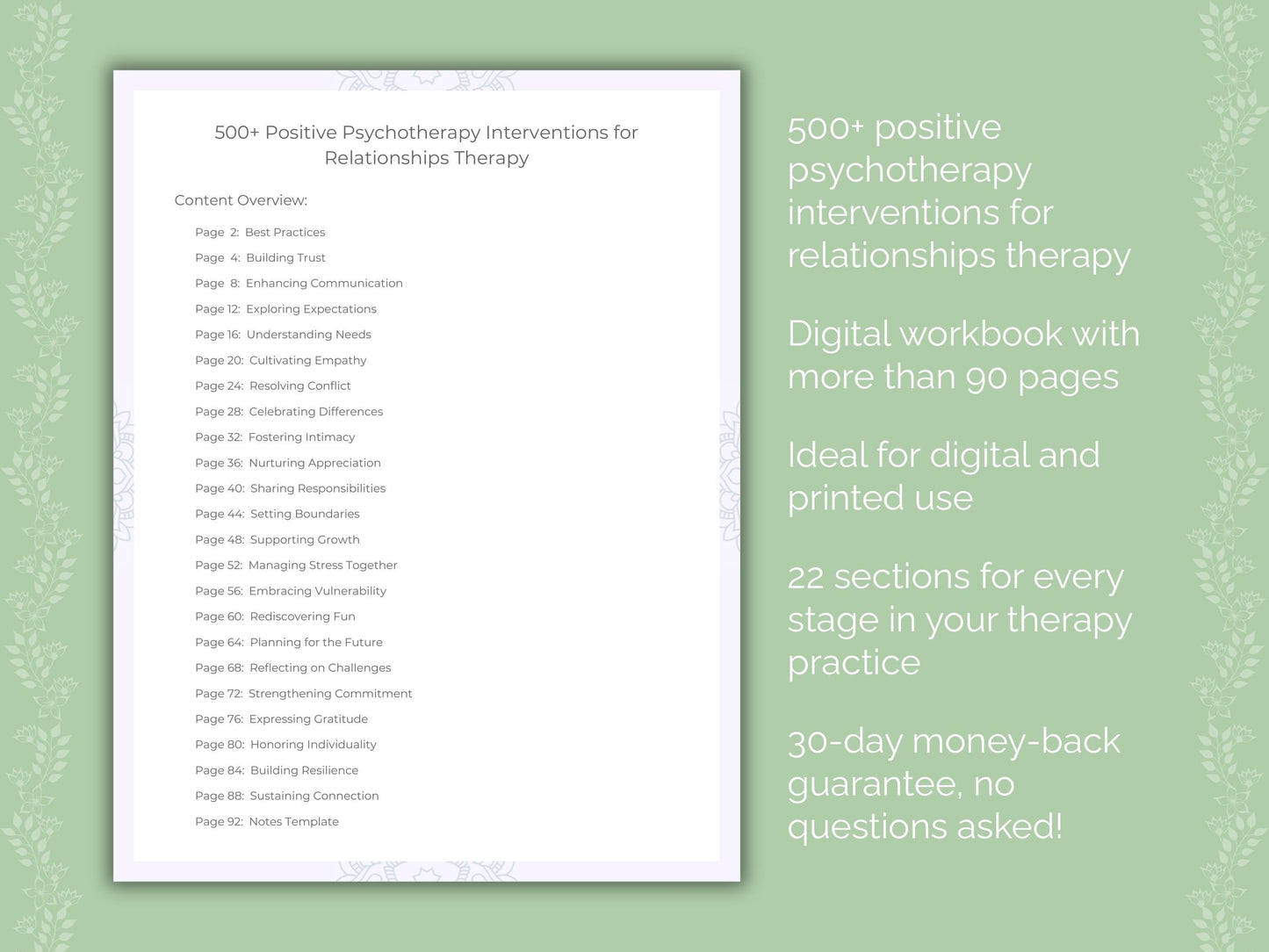 Relationships Positive Psychotherapy Therapist Worksheets