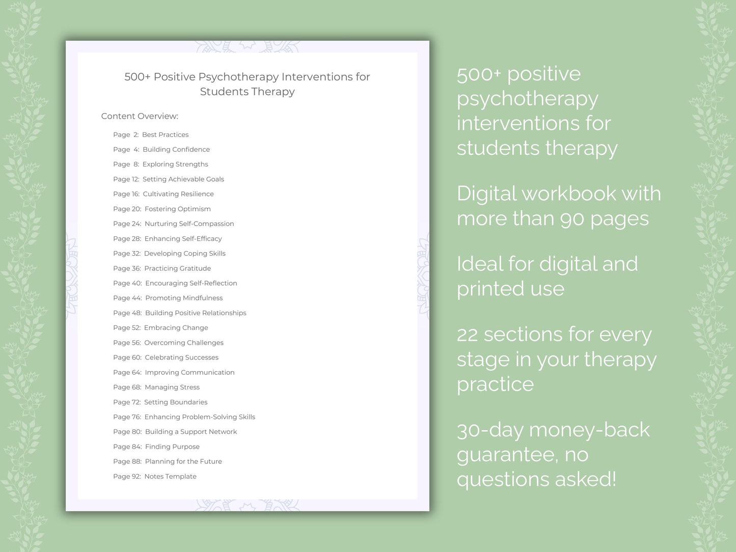 Students Positive Psychotherapy Therapist Worksheets