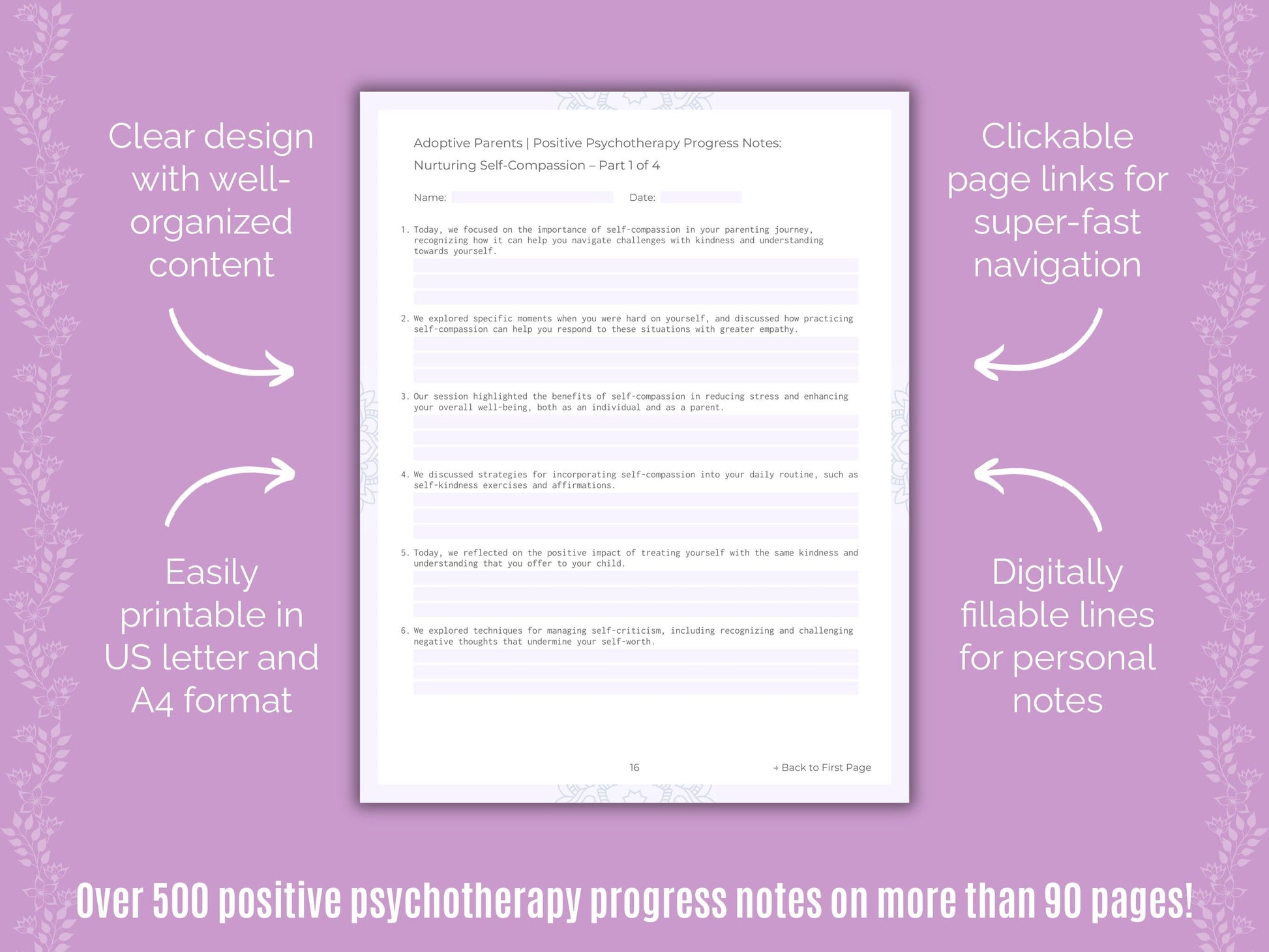 Adoptive Parents Positive Psychotherapy Counseling Templates