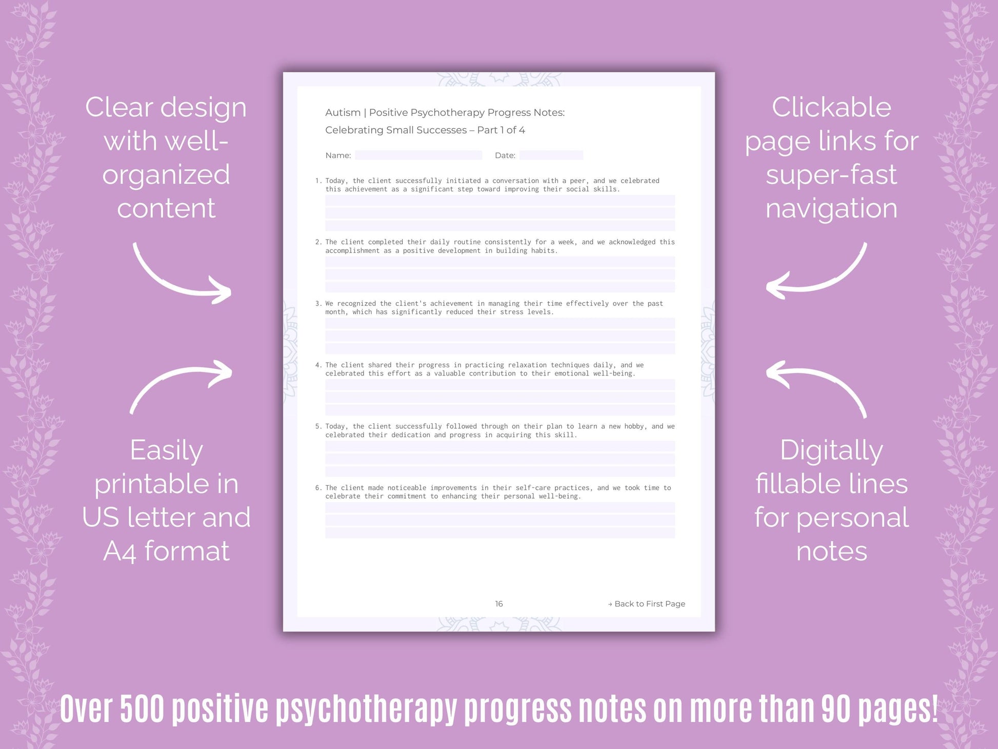 Autism Spectrum Disorder Positive Psychotherapy Counseling Templates