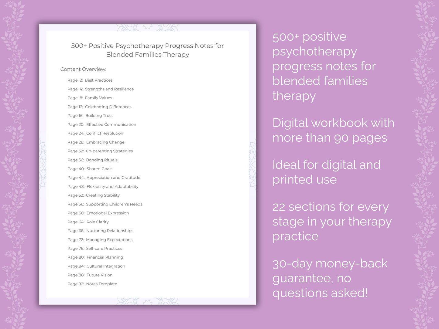 Blended Families Positive Psychotherapy Therapist Worksheets