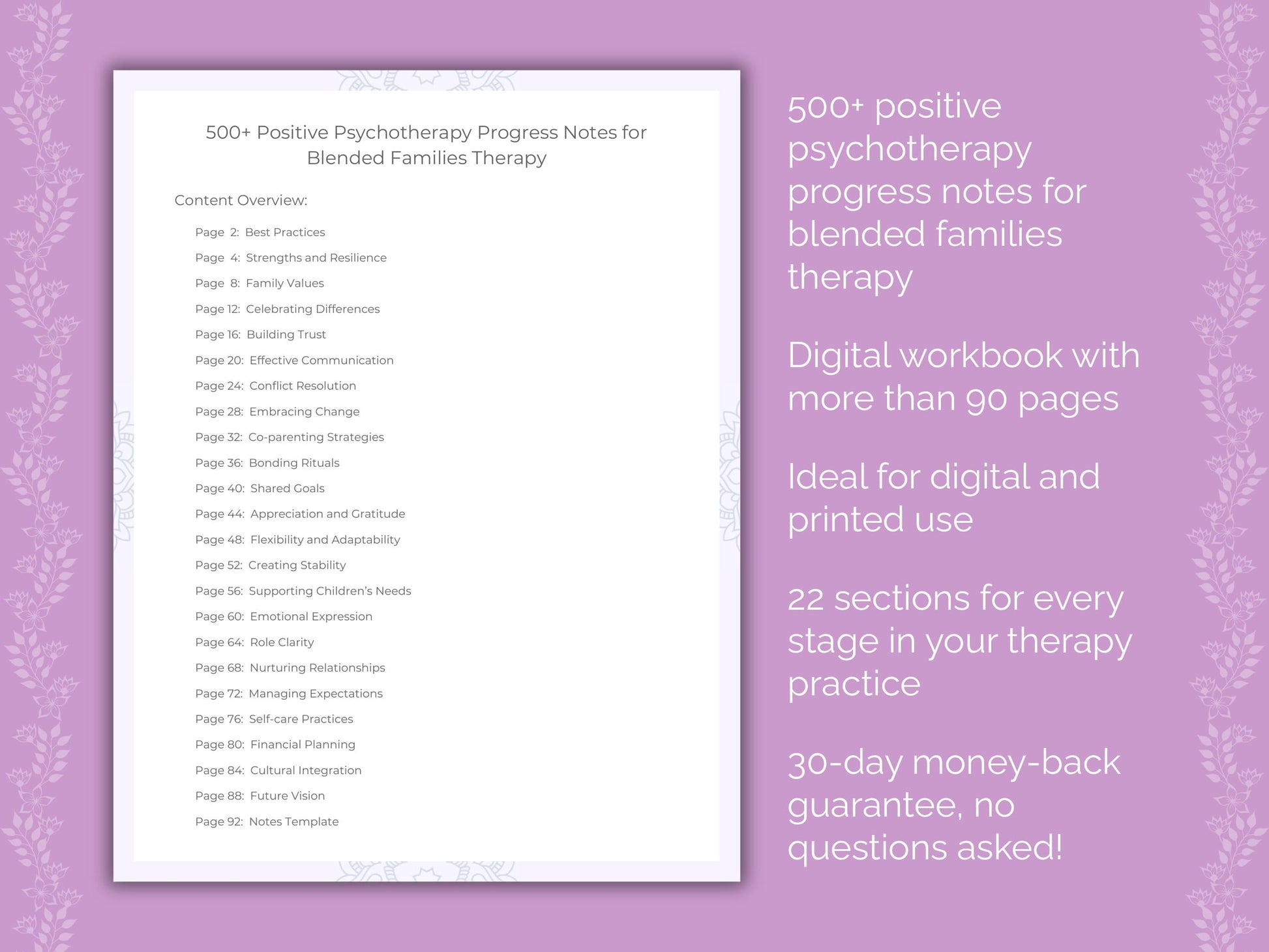 Blended Families Positive Psychotherapy Therapist Worksheets