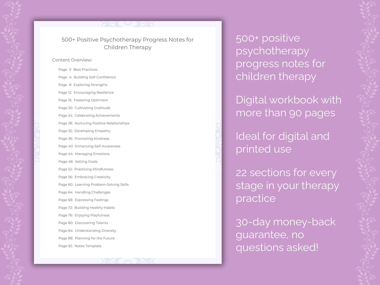 Children Positive Psychotherapy Therapist Worksheets