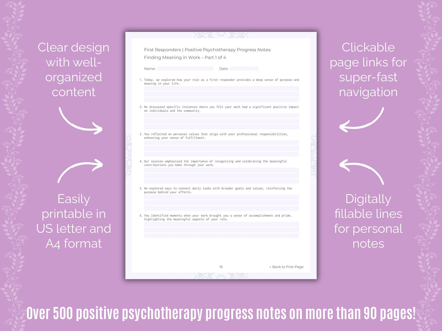 First Responders Positive Psychotherapy Counseling Templates