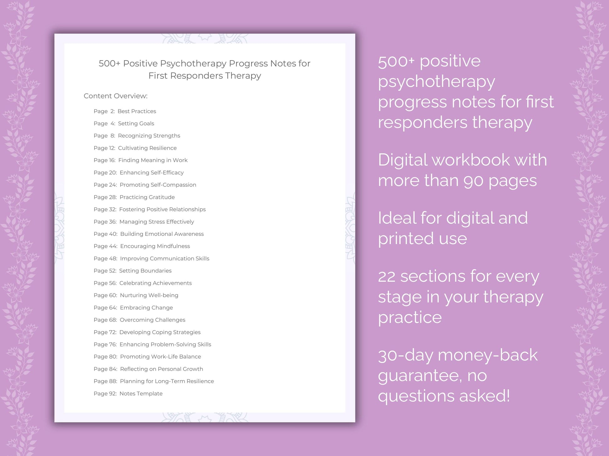 First Responders Positive Psychotherapy Therapist Worksheets