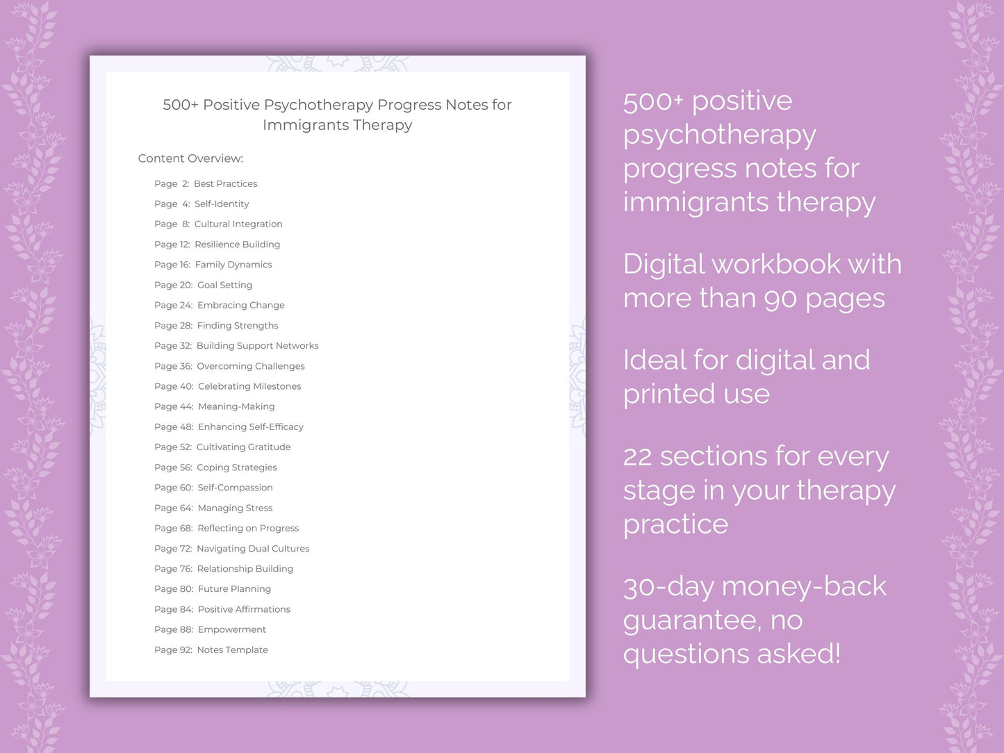 Immigrants Positive Psychotherapy Therapist Worksheets