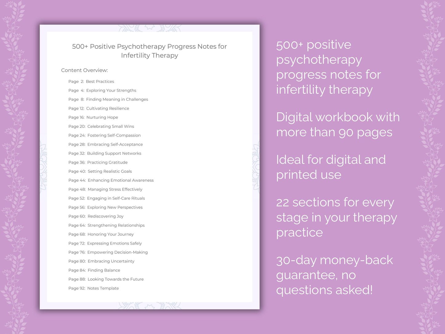 Infertility Positive Psychotherapy Therapist Worksheets