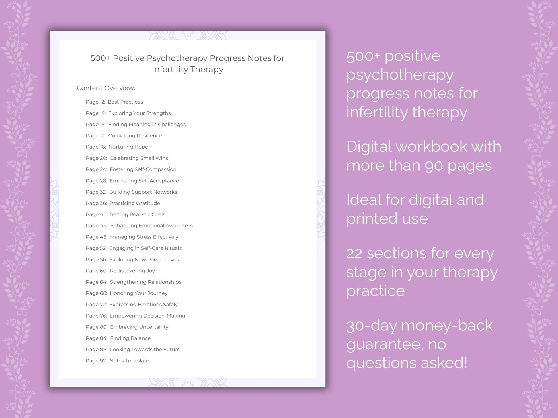 Infertility Positive Psychotherapy Therapist Worksheets