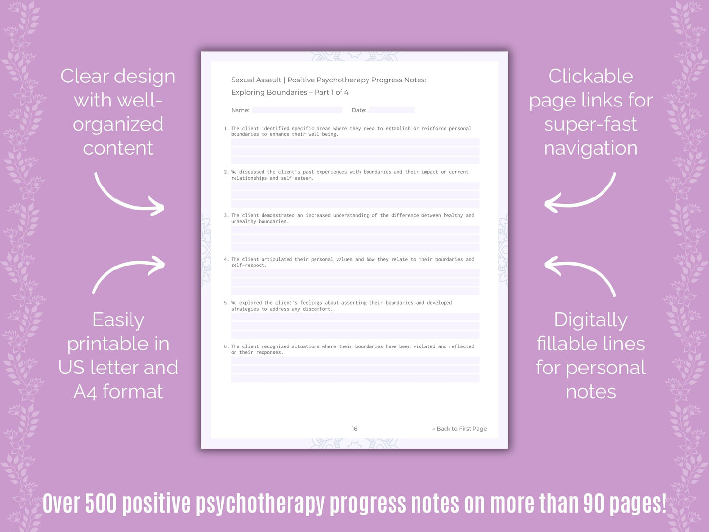 Sexual Assault Positive Psychotherapy Counseling Templates