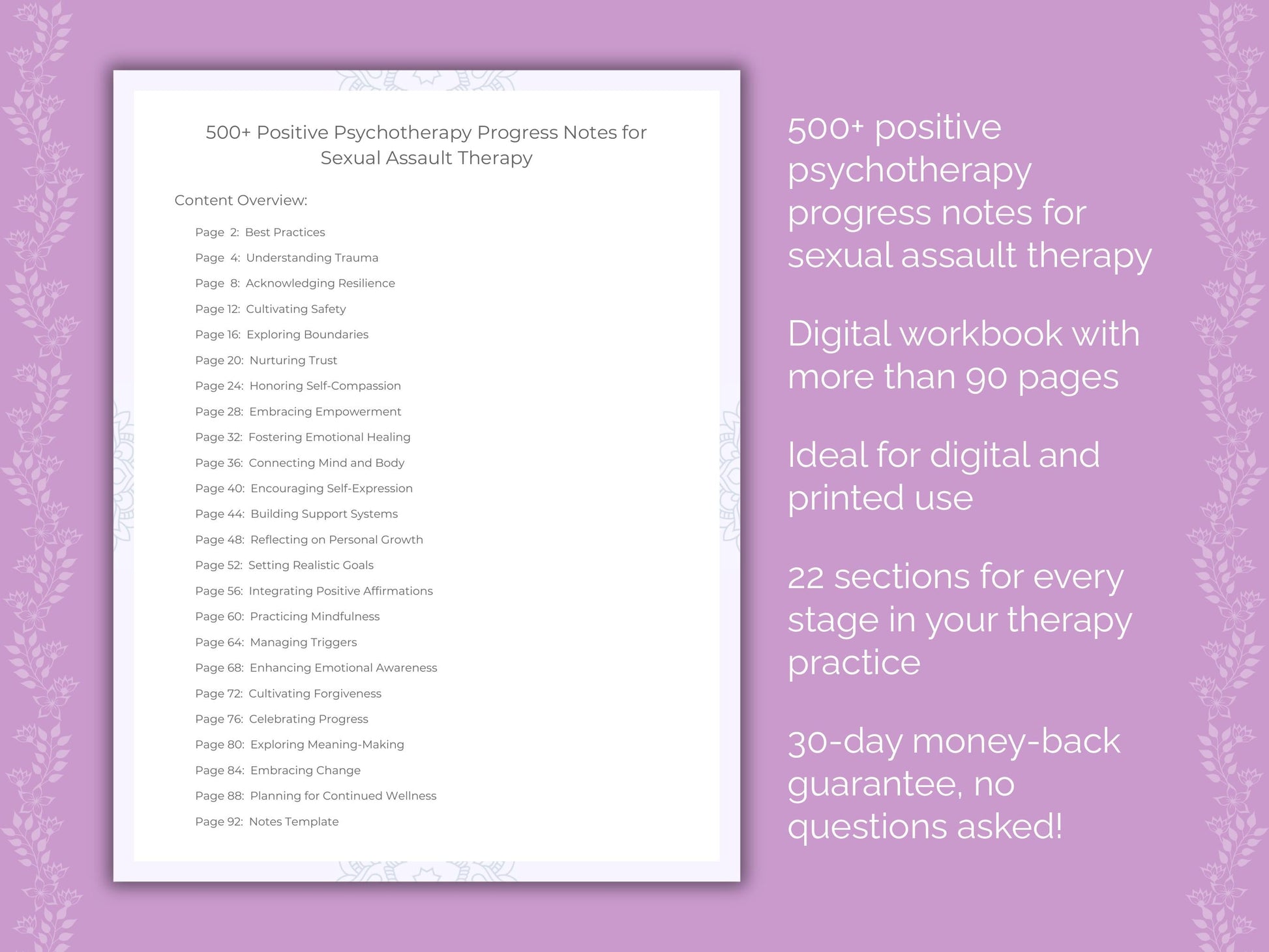 Sexual Assault Positive Psychotherapy Therapist Worksheets