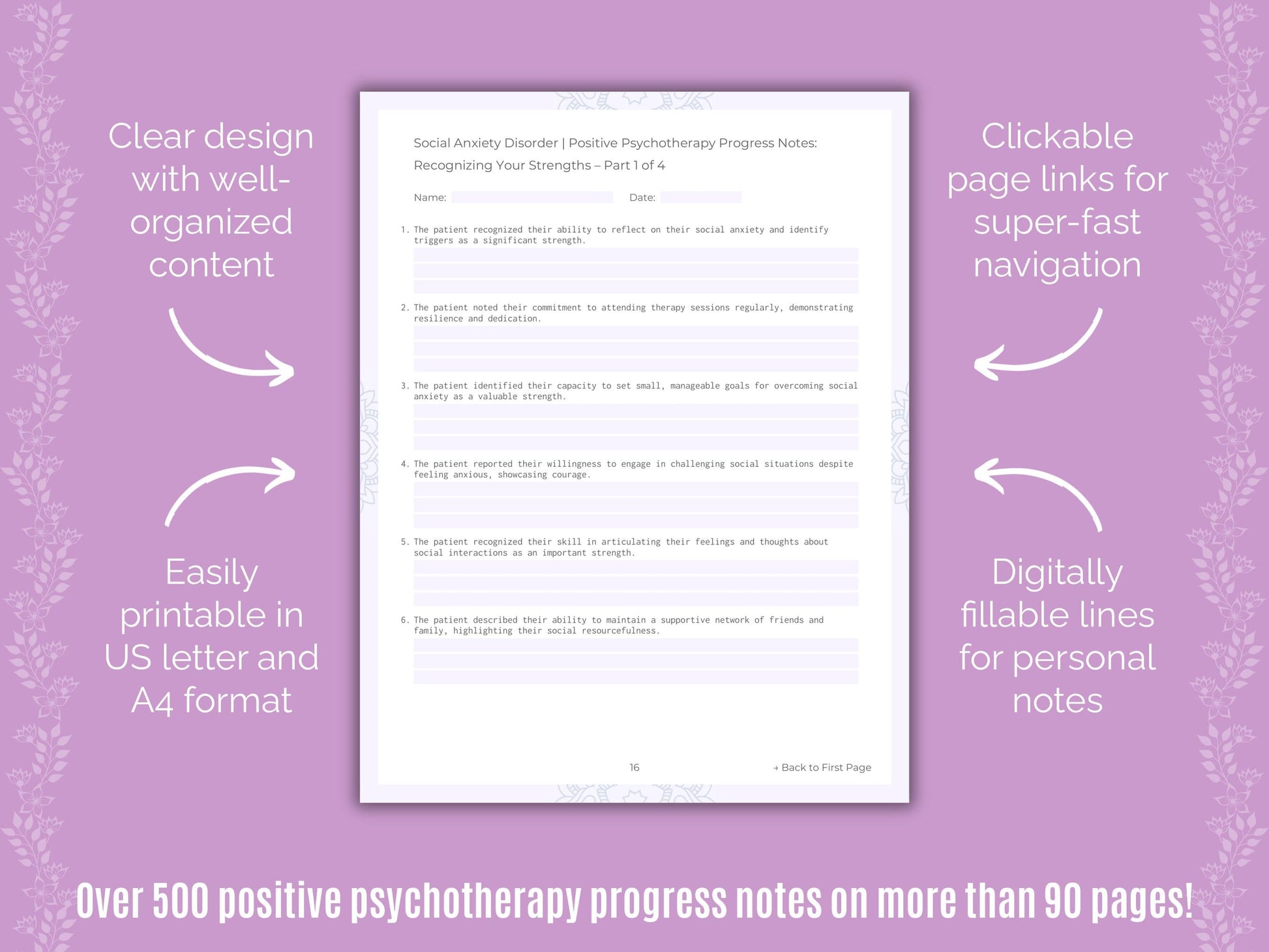 Social Anxiety Disorder Positive Psychotherapy Counseling Templates