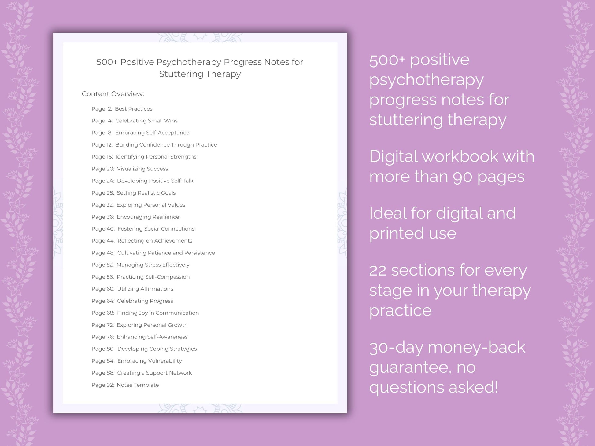 Stuttering Positive Psychotherapy Therapist Worksheets