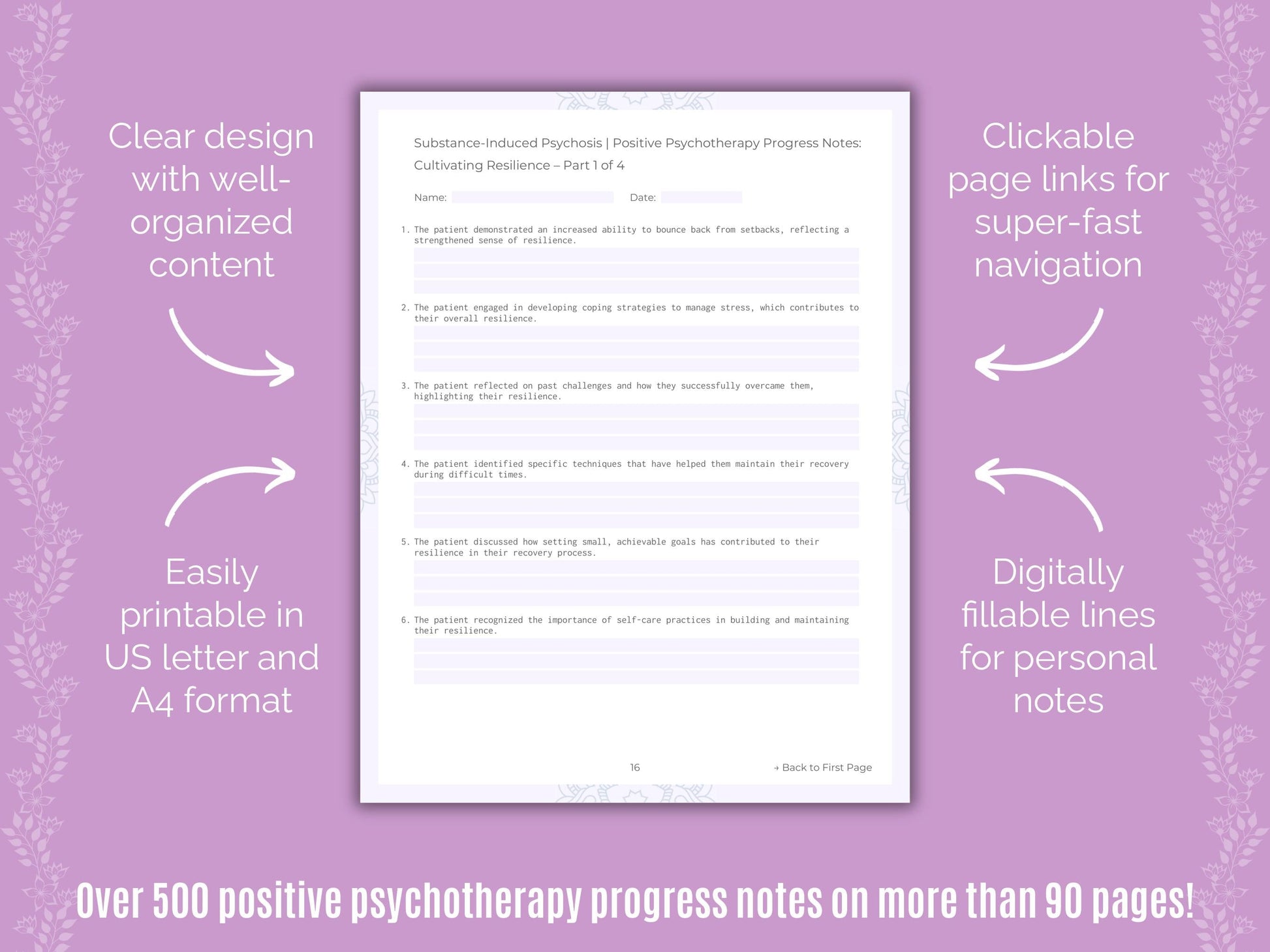 Substance-Induced Psychosis Positive Psychotherapy Counseling Templates