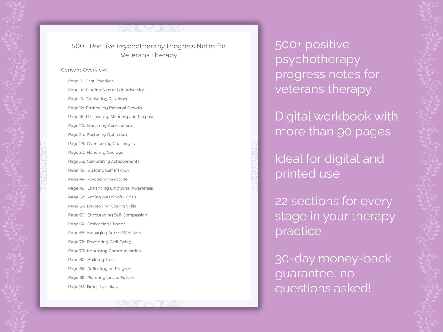 Veterans Positive Psychotherapy Therapist Worksheets