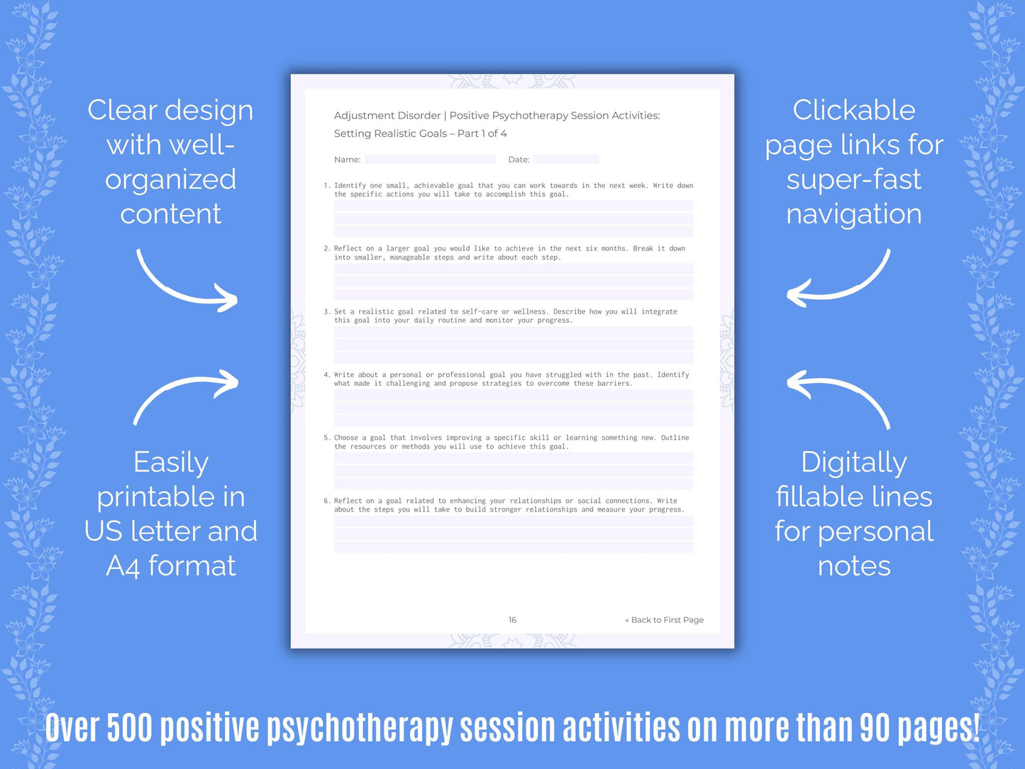 Adjustment Disorder Positive Psychotherapy Counseling Templates