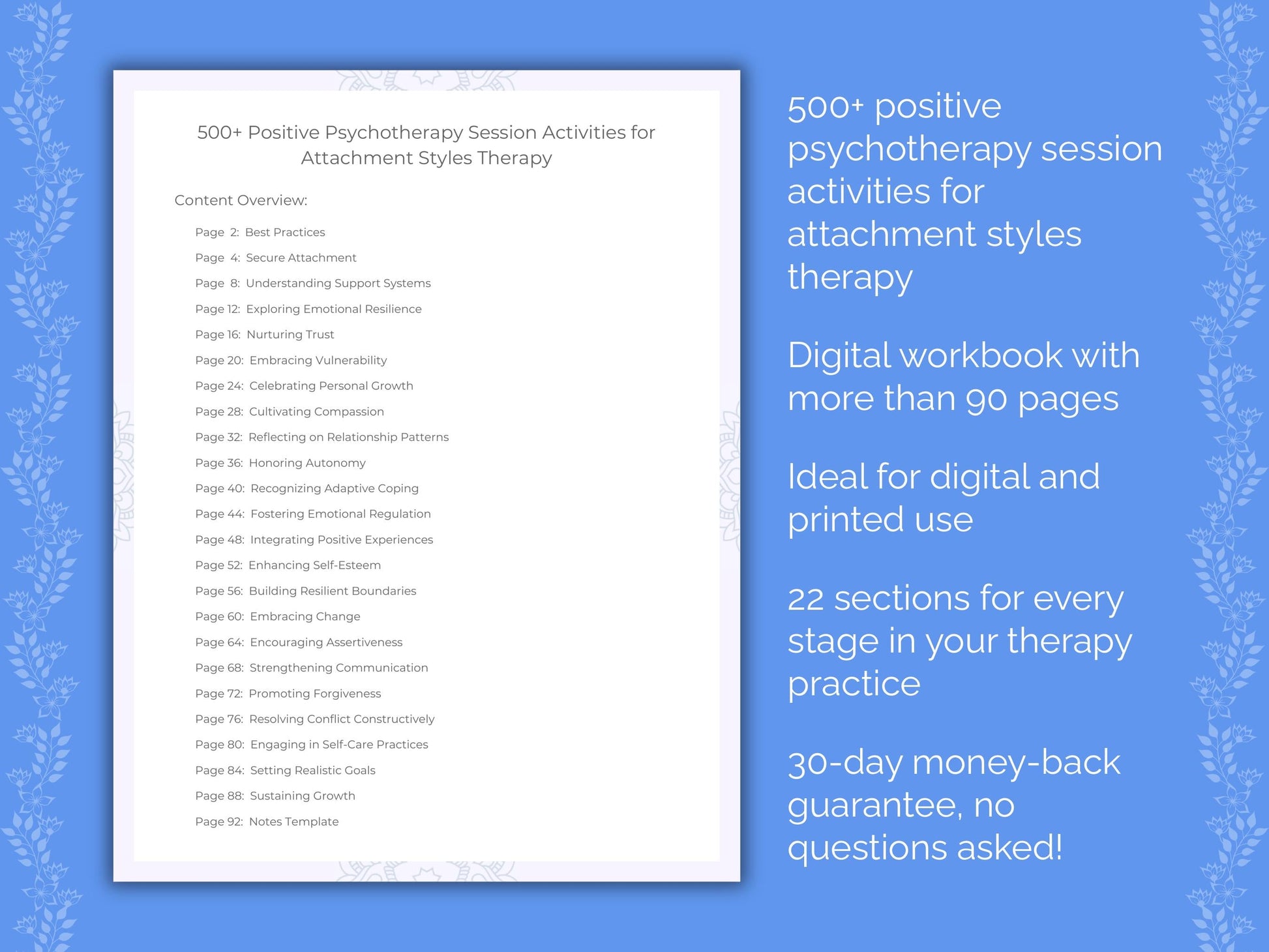 Attachment Styles Positive Psychotherapy Therapist Worksheets