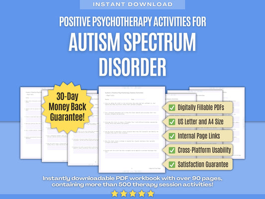 Autism Spectrum Disorder Positive Psychotherapy Psychology Workbooks