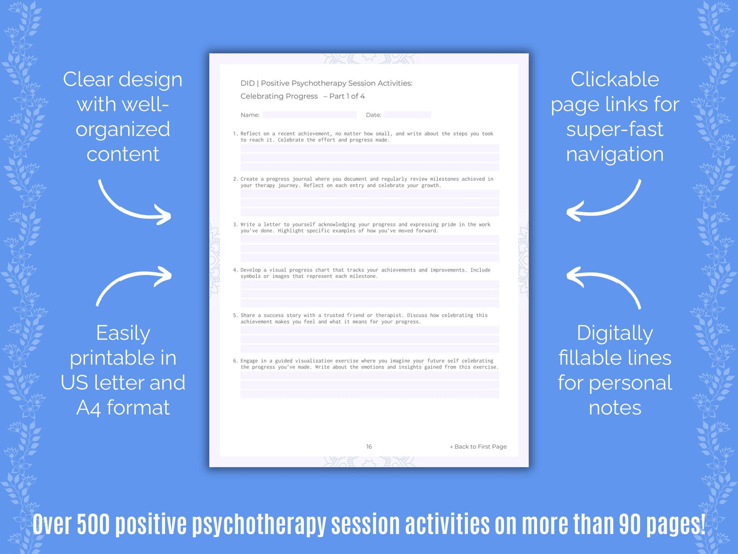 Dissociative Identity Disorder (DID) Positive Psychotherapy Counseling Templates