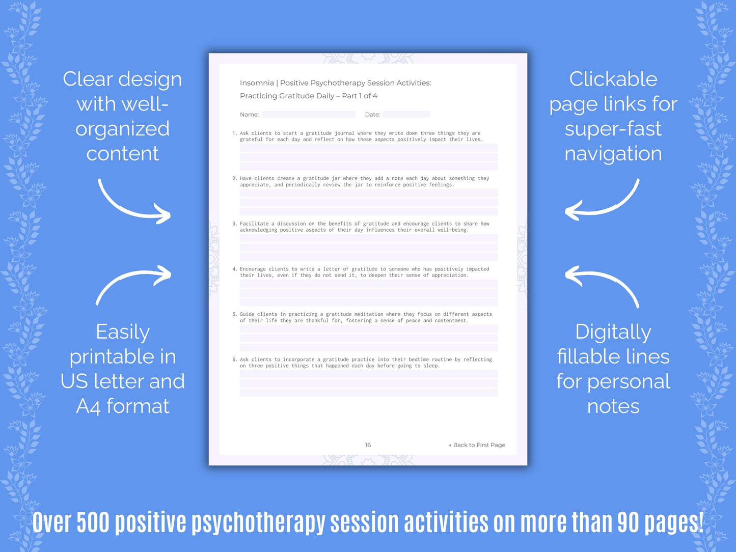 Insomnia Positive Psychotherapy Counseling Templates