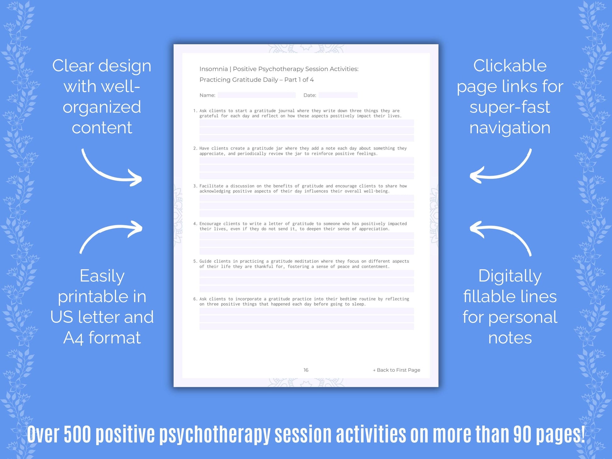 Insomnia Positive Psychotherapy Counseling Templates