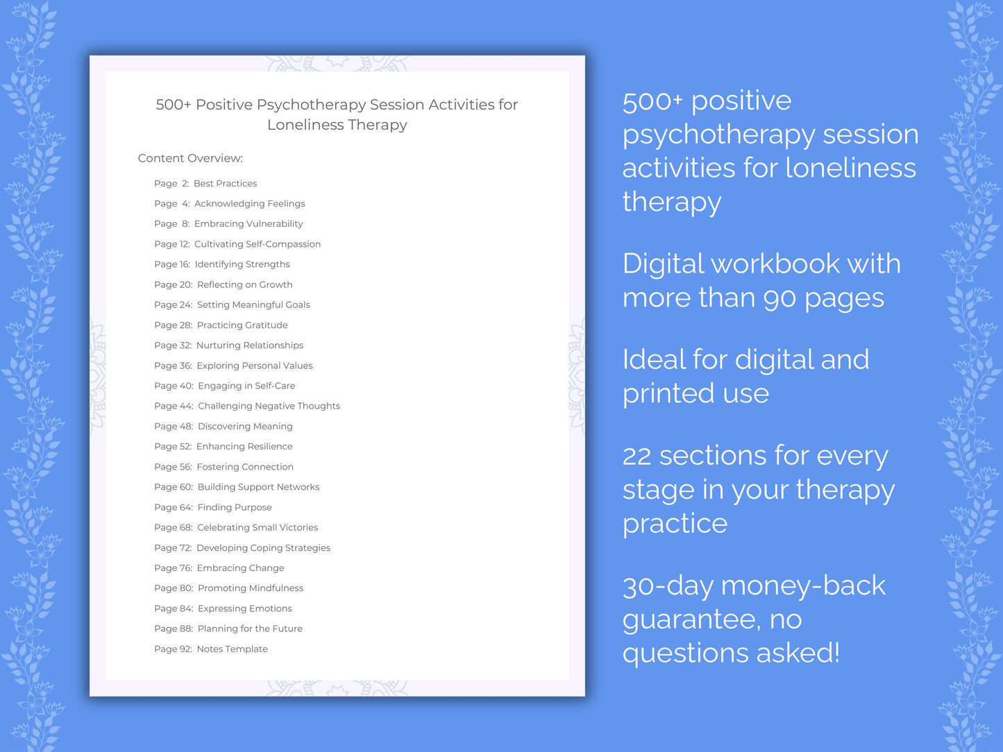 Loneliness Positive Psychotherapy Therapist Worksheets