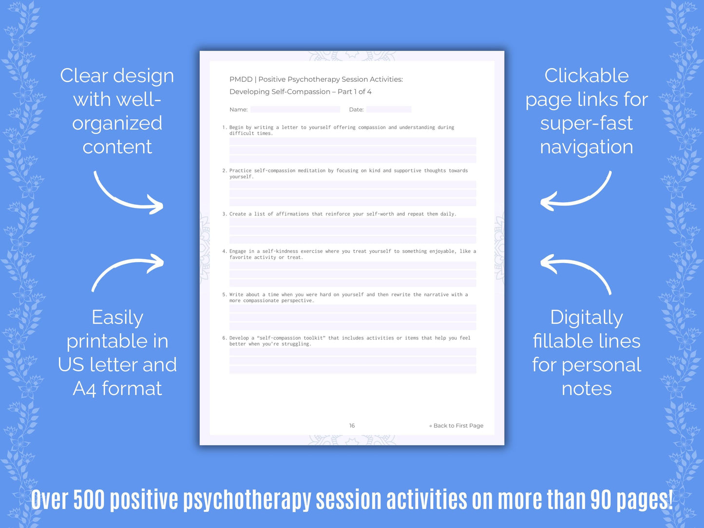 Premenstrual Dysphoric Disorder Positive Psychotherapy Counseling Templates