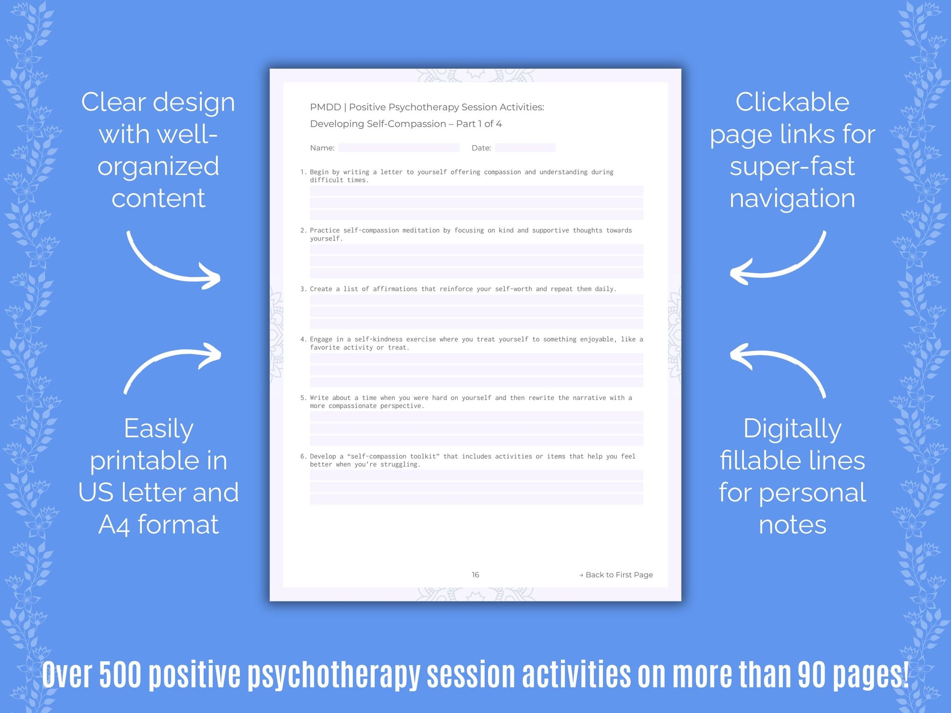 Premenstrual Dysphoric Disorder Positive Psychotherapy Counseling Templates