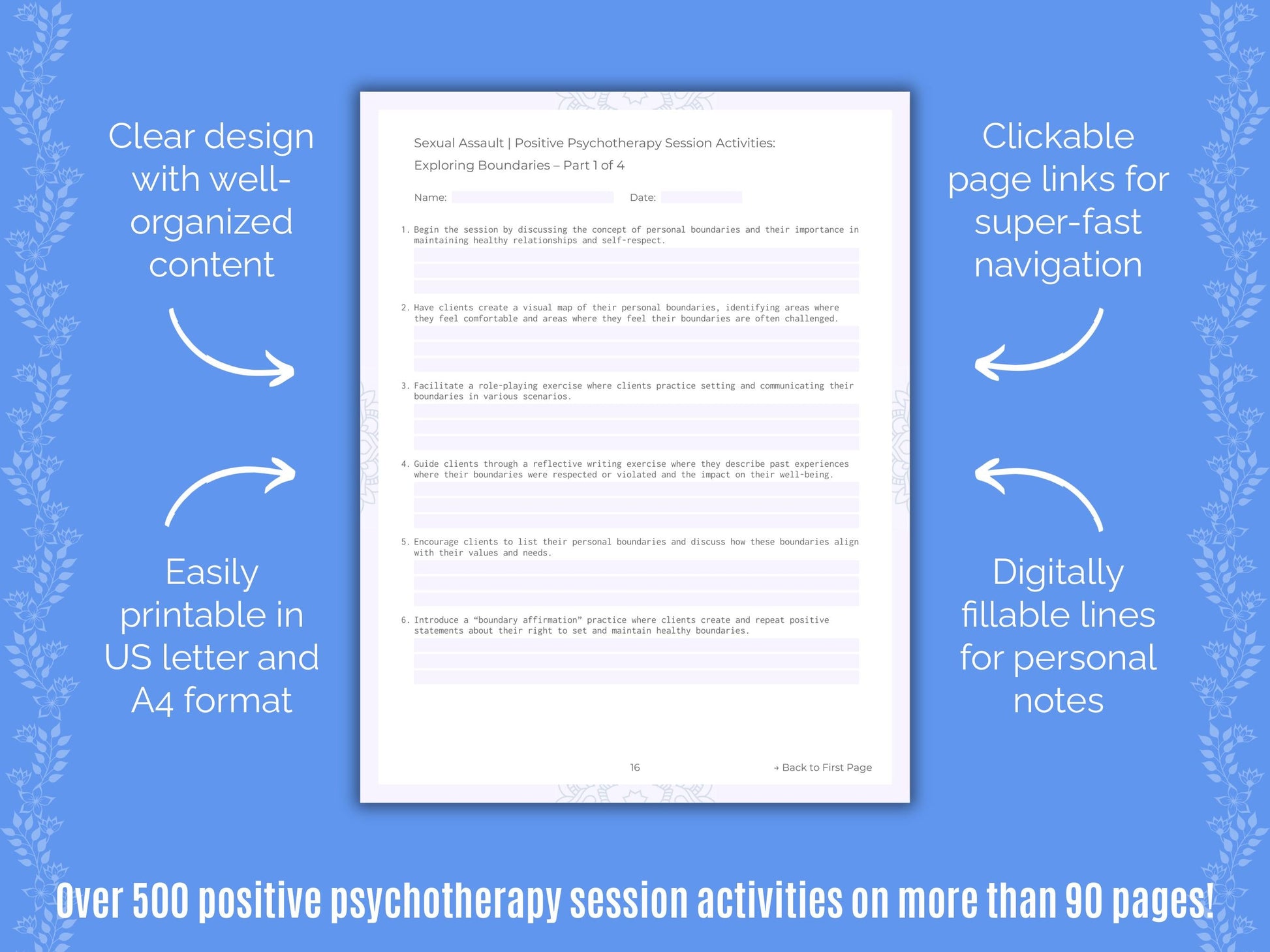 Sexual Assault Positive Psychotherapy Counseling Templates