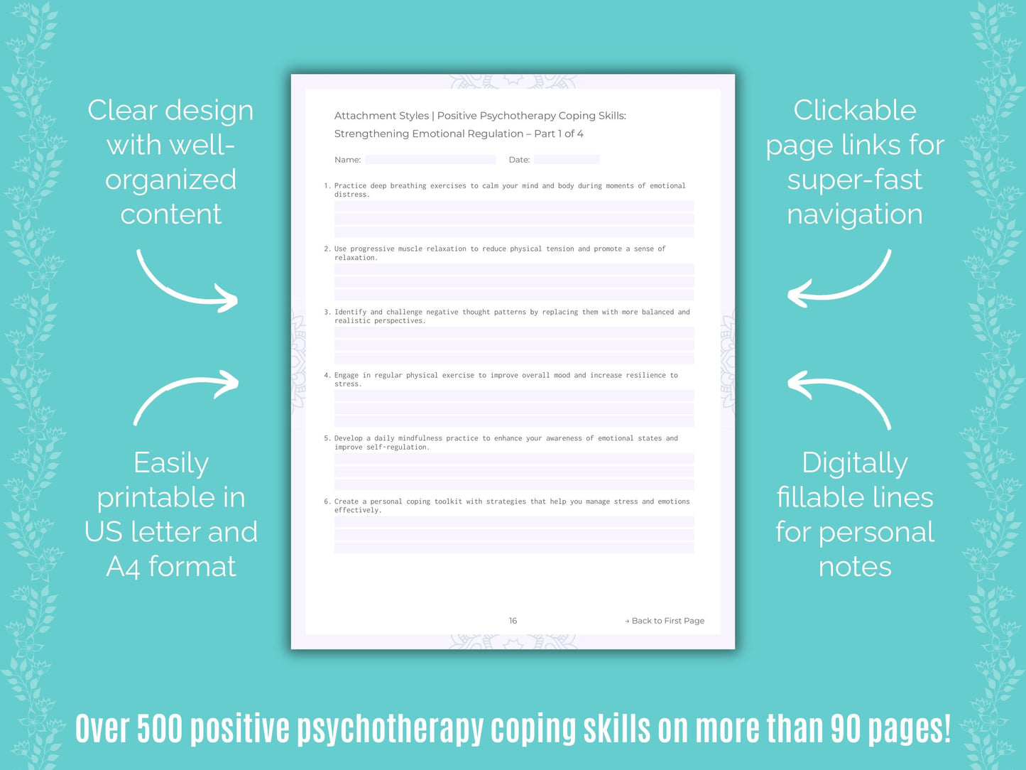 Attachment Styles Positive Psychotherapy Counseling Templates