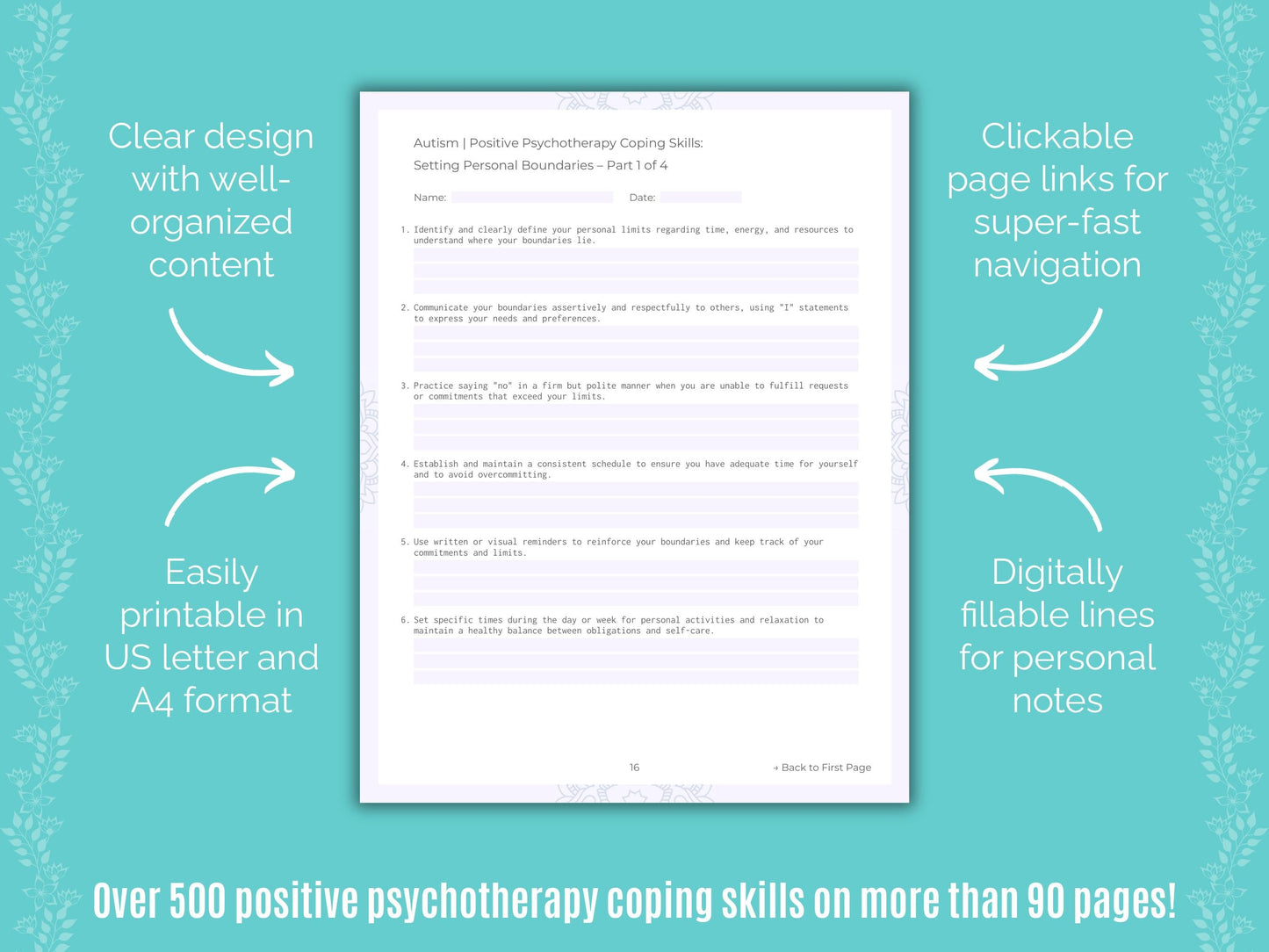 Autism Spectrum Disorder Positive Psychotherapy Counseling Templates