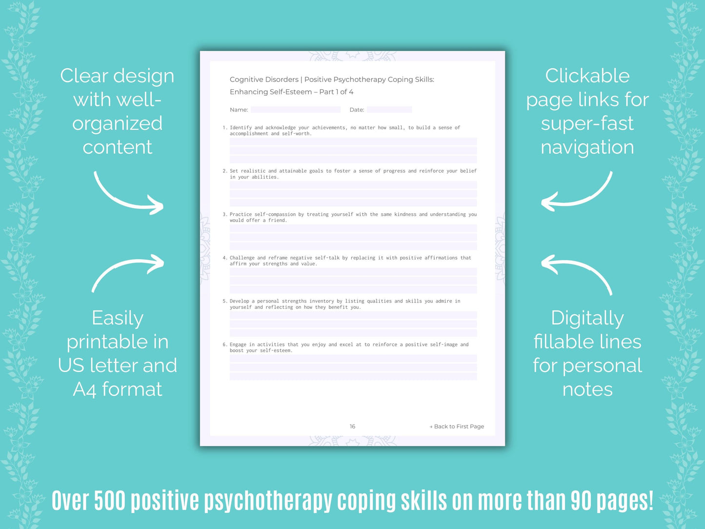 Cognitive Disorders Positive Psychotherapy Counseling Templates