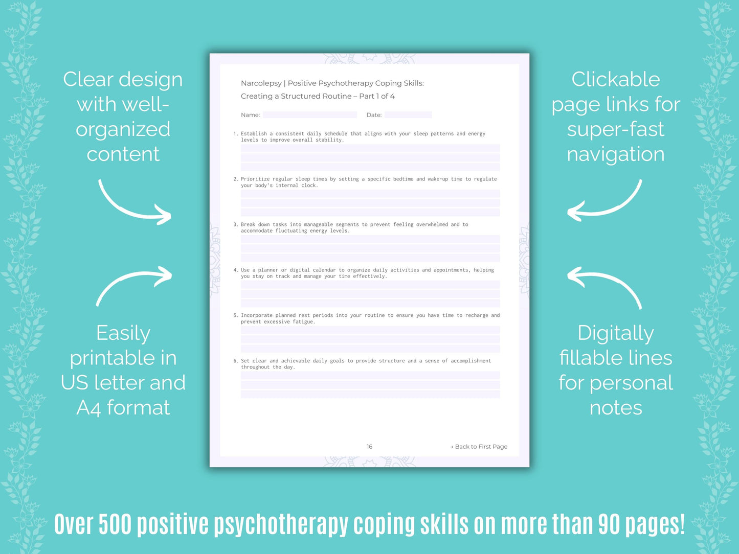 Narcolepsy Positive Psychotherapy Counseling Templates