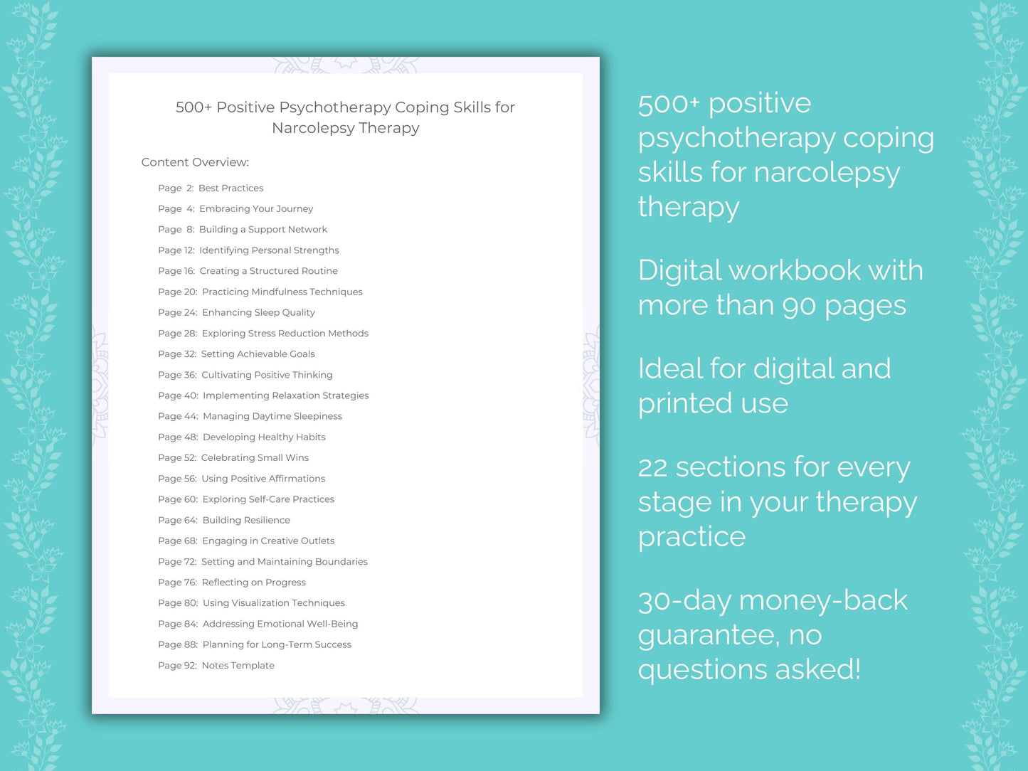 Narcolepsy Positive Psychotherapy Therapist Worksheets