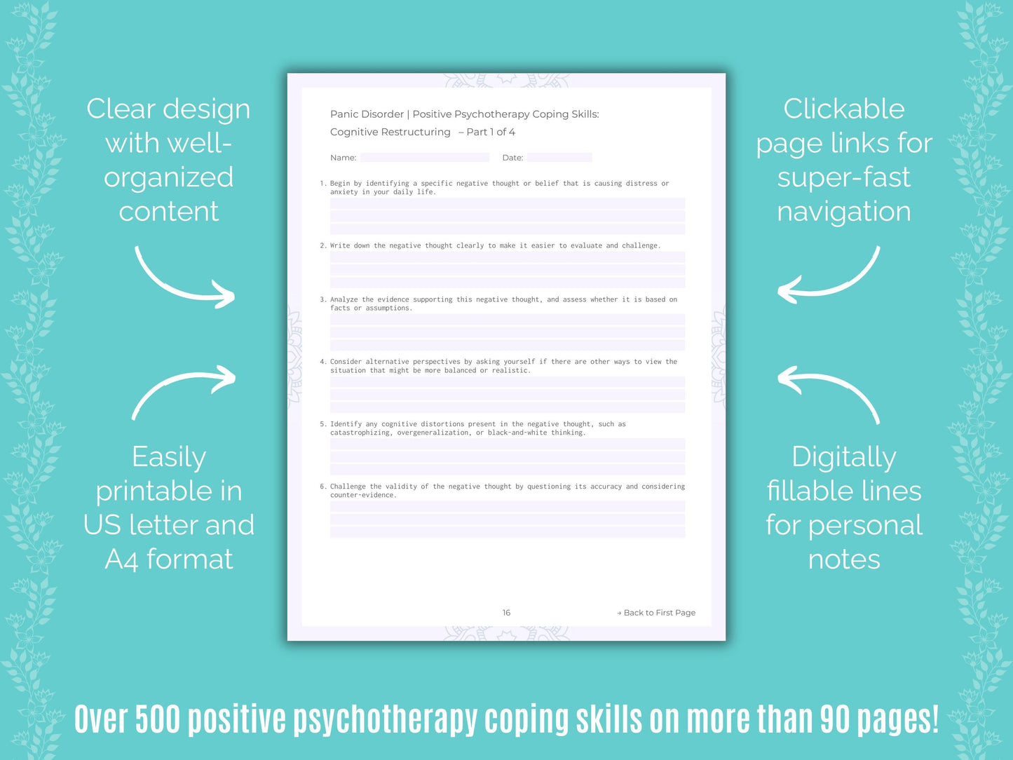 Panic Disorder Positive Psychotherapy Counseling Templates