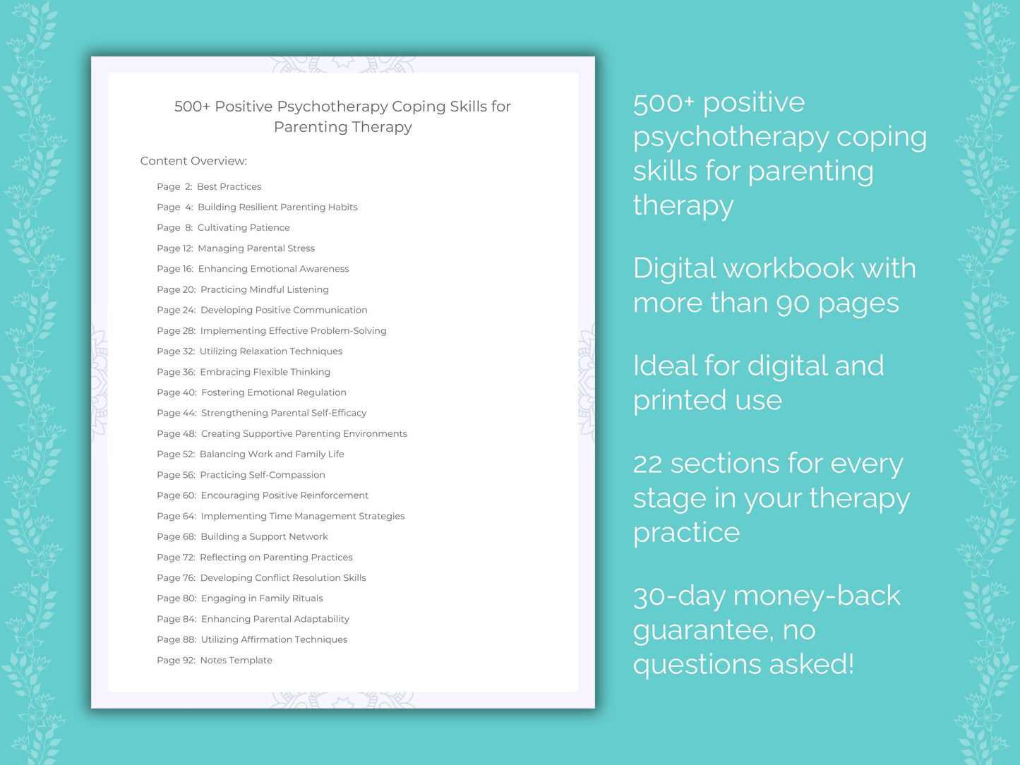 Parenting Positive Psychotherapy Therapist Worksheets