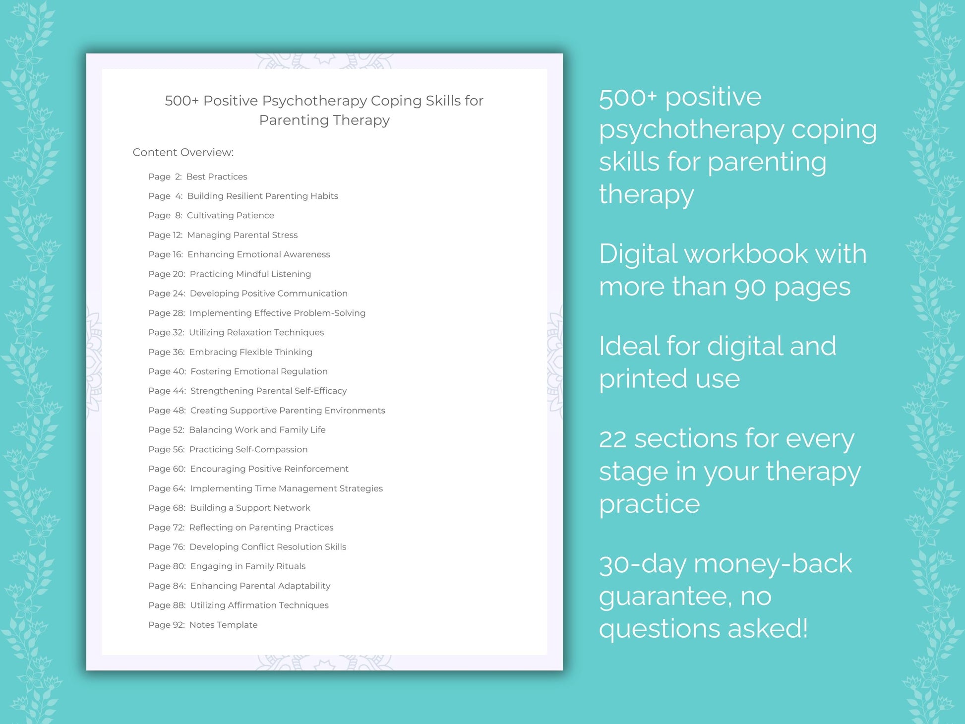 Parenting Positive Psychotherapy Therapist Worksheets