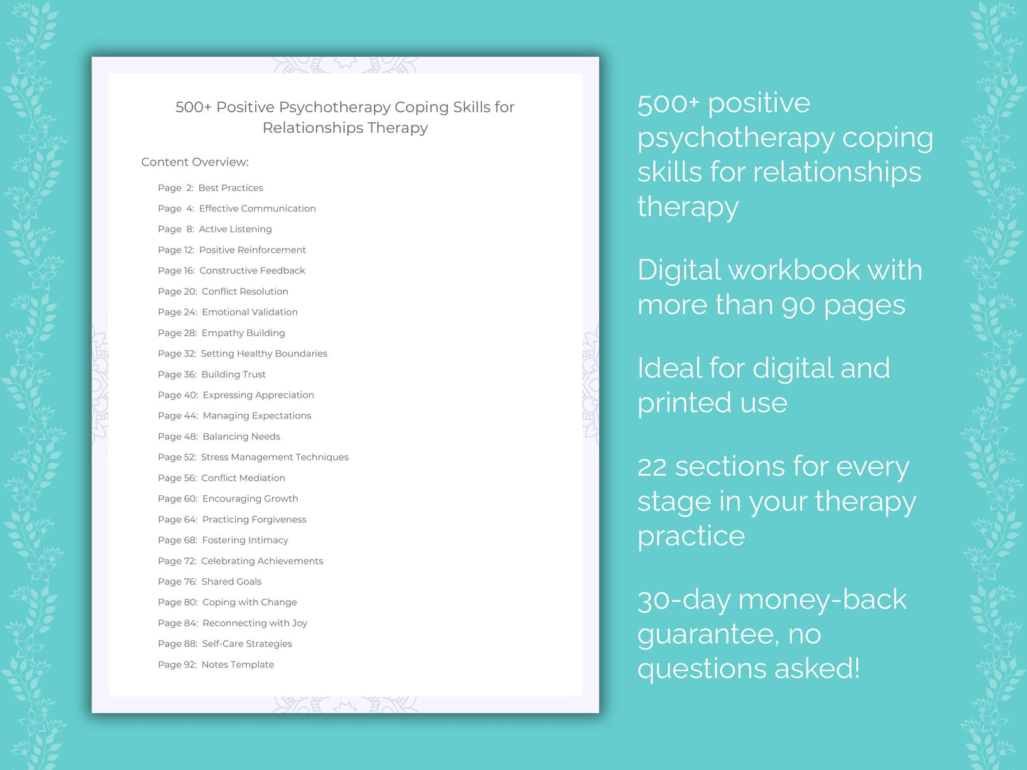 Relationships Positive Psychotherapy Therapist Worksheets